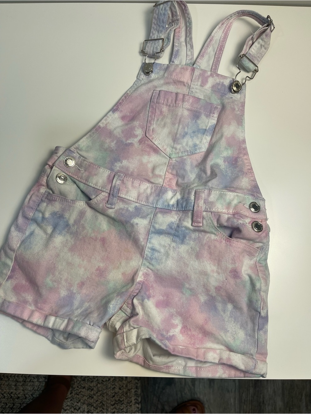 SO Pastel Tie-Dye Short Overalls in Pink, Purple, Blue Girls 8 good cond